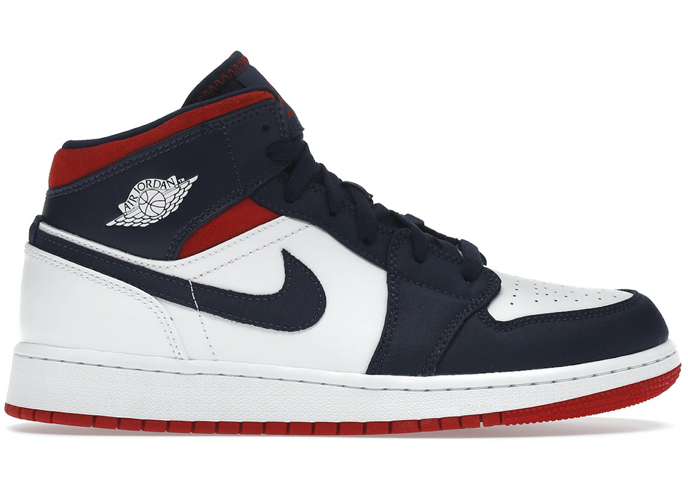 

Кроссовки подростковые Jordan 1 Mid SE USA, белый / красный / синий