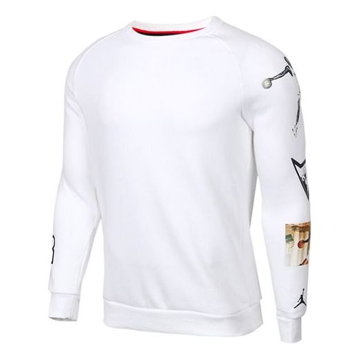 Толстовка Air Jordan Athleisure Casual Sports Printing Round Neck Long Sleeves White, белый
