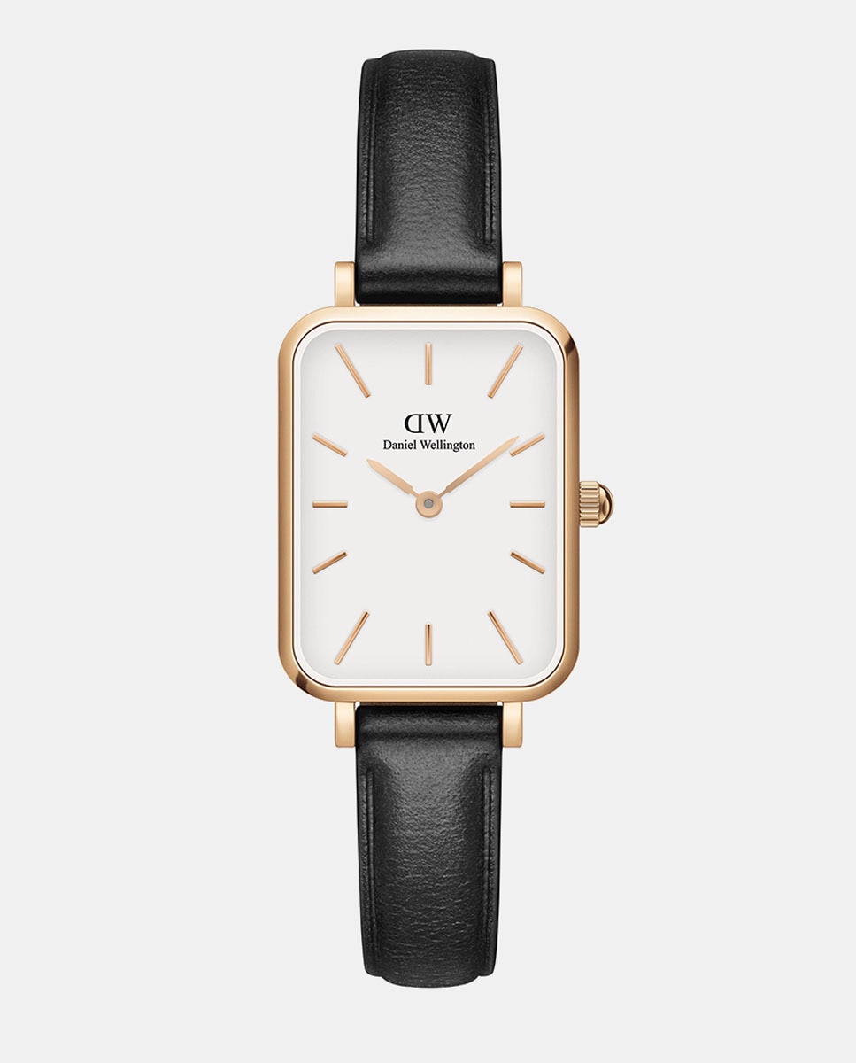 Quadro DW00100434 черные кожаные женские часы Daniel Wellington, черный цена и фото