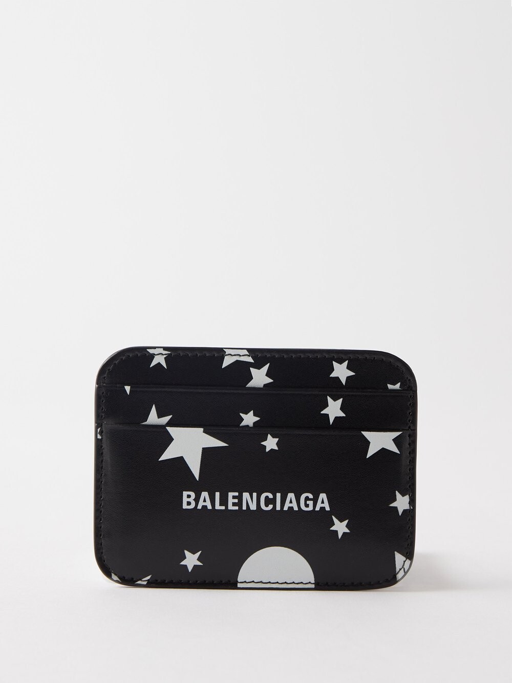 

Кожаный картхолдер cash со звездами и логотипом Balenciaga, черный