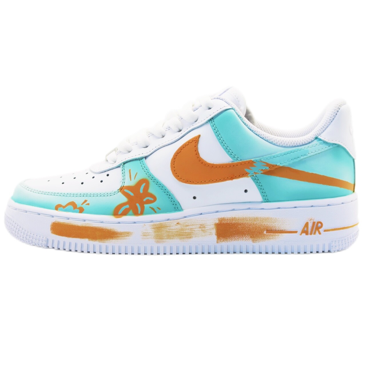 

Кроссовки Nike Air Force 1 Skateboarding Shoes Women's Low-top White/cyan/orange, светло-зеленый