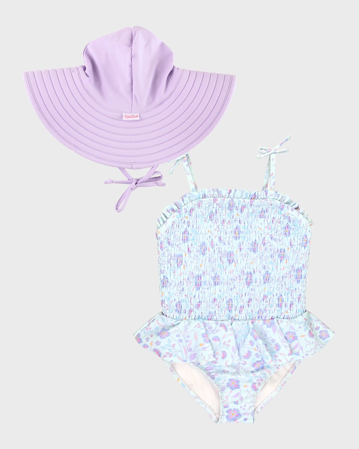 

Комплект из купальника и шляпы со сборками для девочек Fairytale, размер 3M-8 Rufflebutts, синий