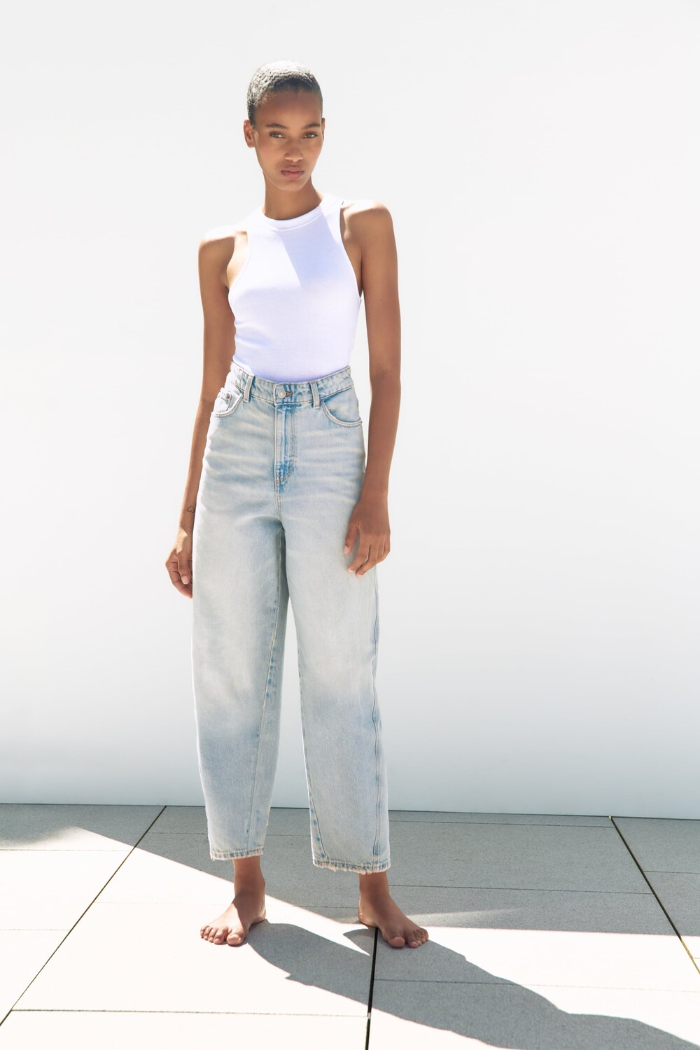 

Джинсы trf carrot, обычная талия Zara, голубой