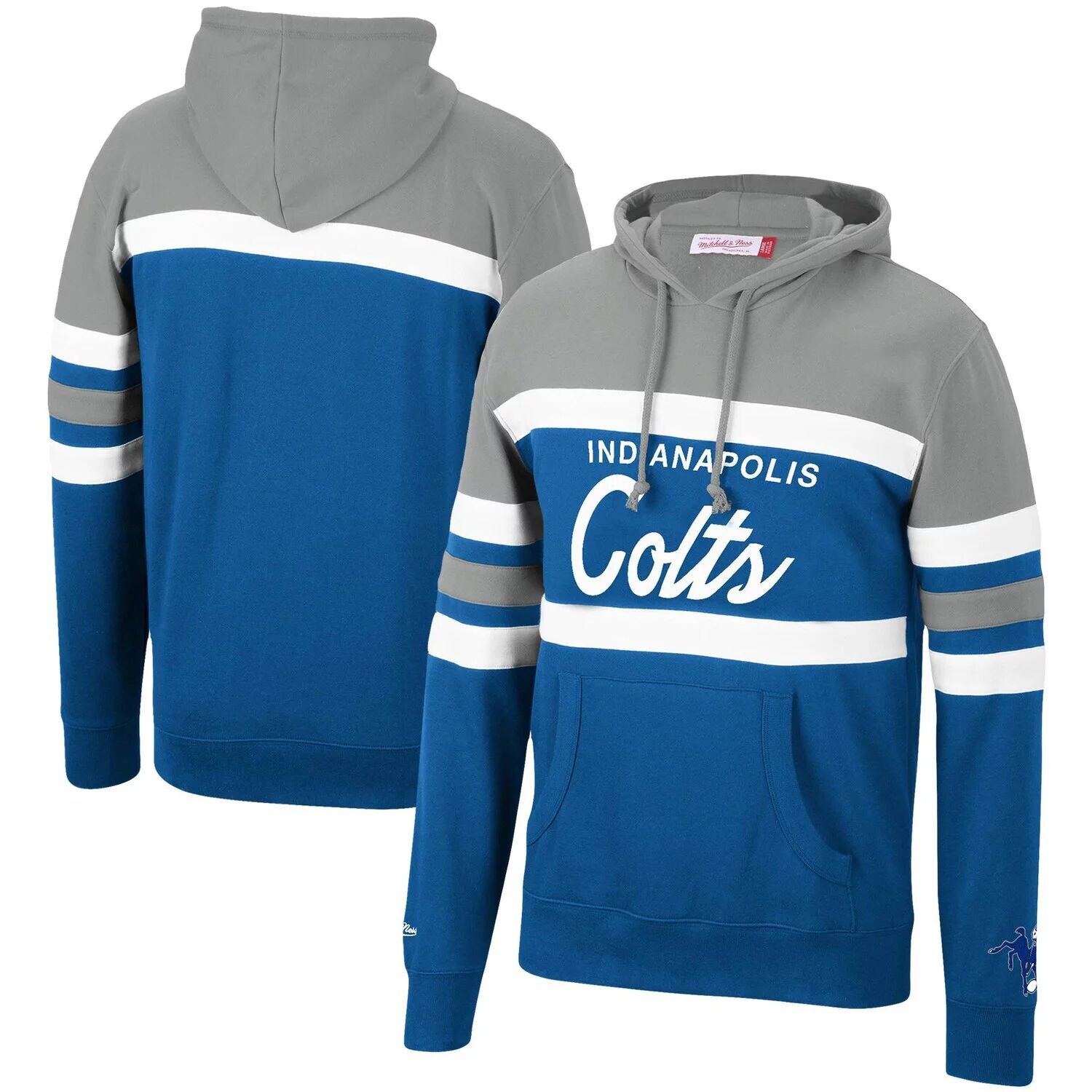 

Мужской пуловер с капюшоном Mitchell & Ness Grey/Royal Indianapolis Colts Head Coach