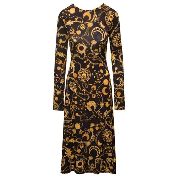 

Платье midi dress with graphic print and back-draws Marine Serre, черный