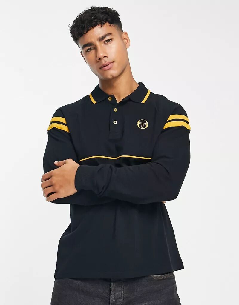 

Черная толстовка с логотипом и воротником-поло Sergio Tacchini