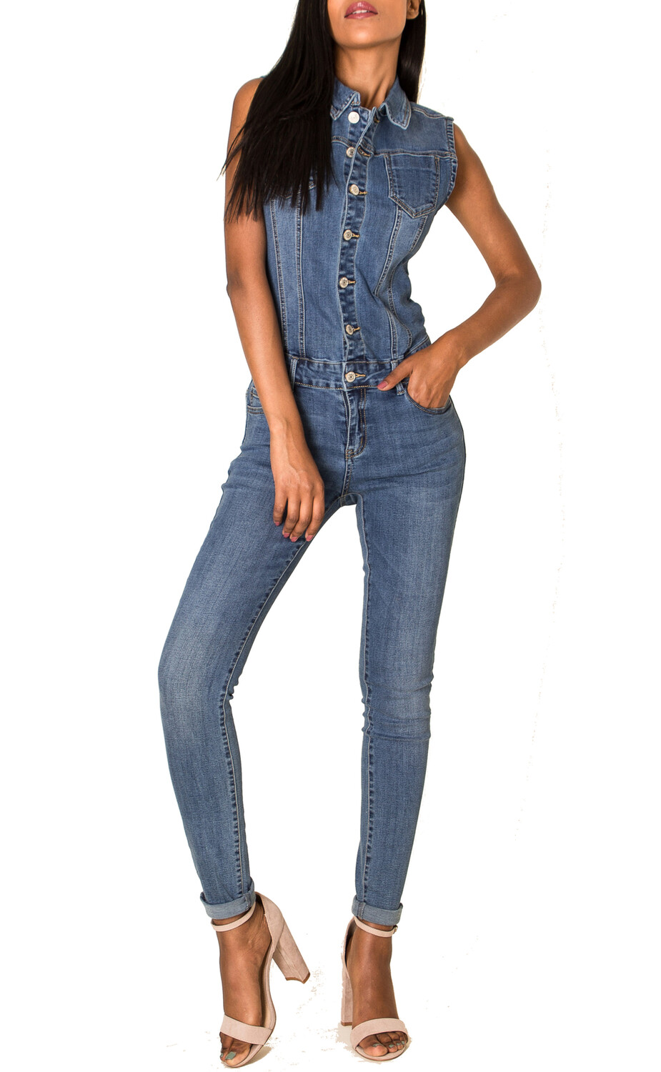 Комбинезон Nina Carter Jeans Hosenanzug Einteiler, синий