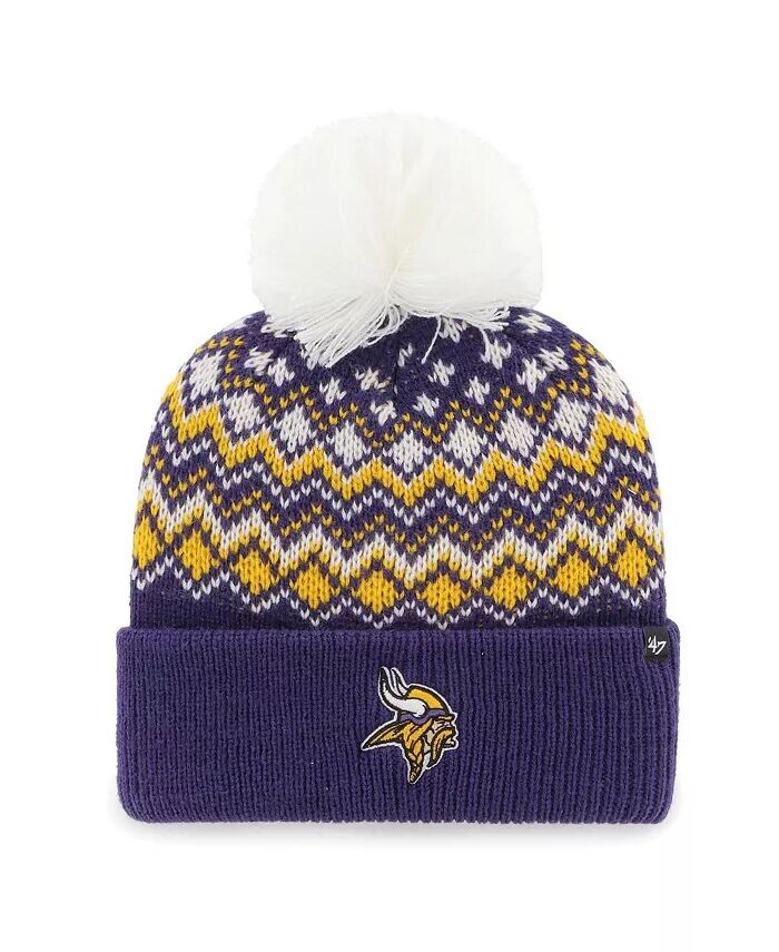 

Женская фиолетовая вязаная шапка Minnesota Vikings Elsa с манжетами и помпоном '47 Brand, фиолетовый