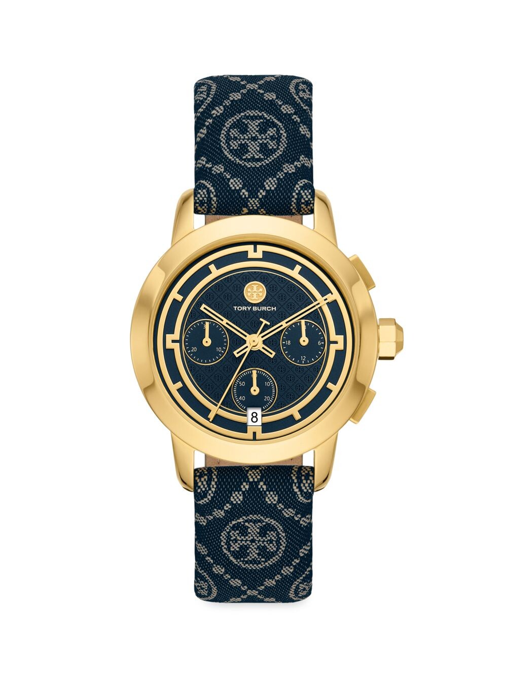 

Часы Tory Goldtone из нержавеющей стали с жаккардовым ремешком Tory Burch, нави