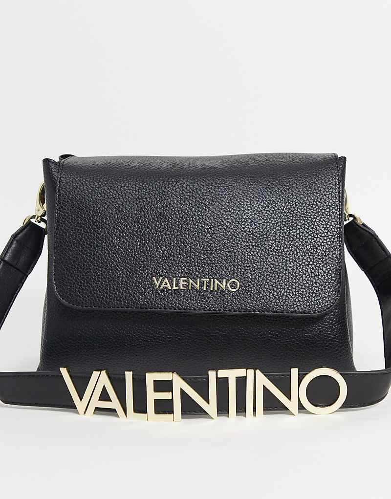 

Valentino – Alexia – Черная сумка через плечо с металлическим логотипом на ремешке