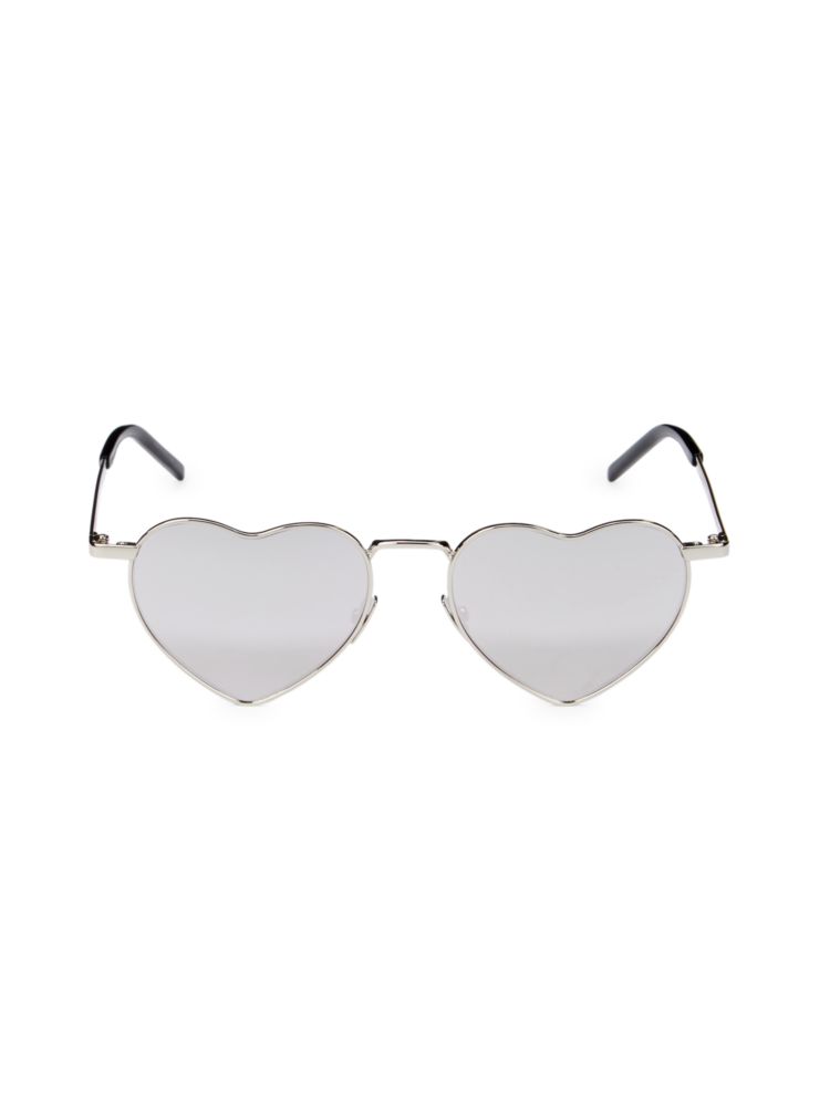 Солнцезащитные очки с металлическим сердцем 52MM Saint Laurent, серебро