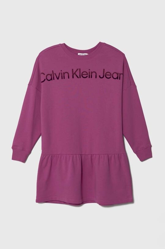 

Хлопковое детское платье Calvin Klein Jeans, фиолетовый