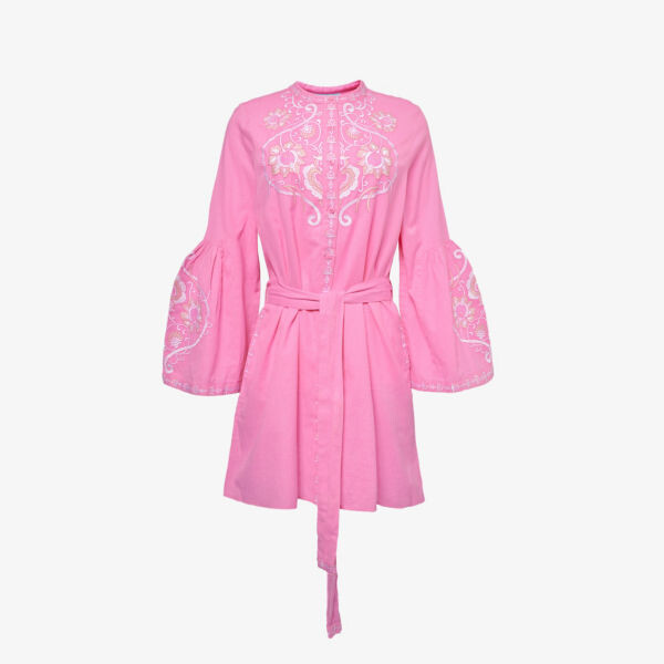 

Мини-платье everly из хлопка и льна с вышивкой спереди Melissa Odabash, розовый