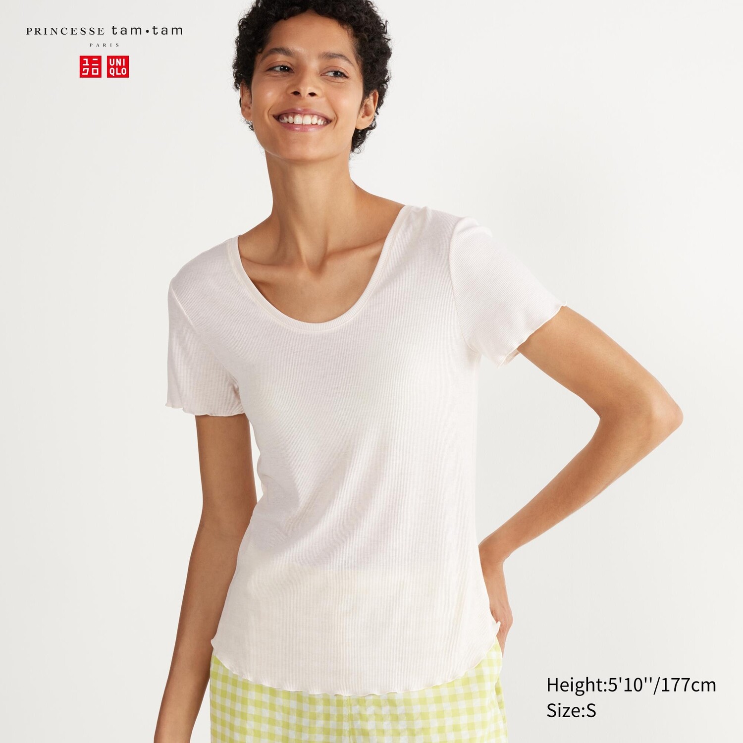 

Прозрачная футболка с принтом UNIQLO, слоновая кость