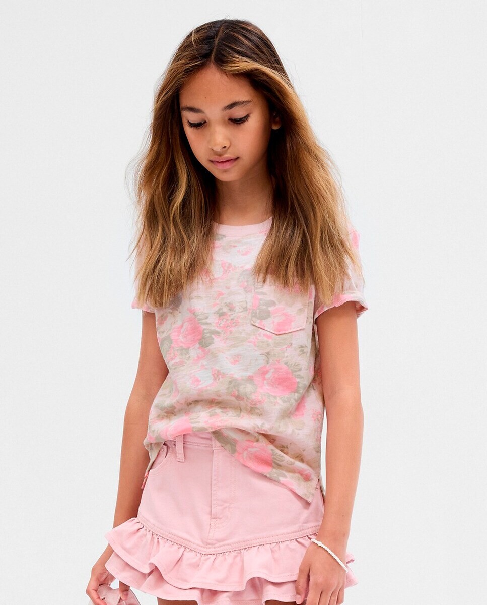 

Футболка с короткими рукавами для девочек Gap x LoveShackFancy Gap, розовый