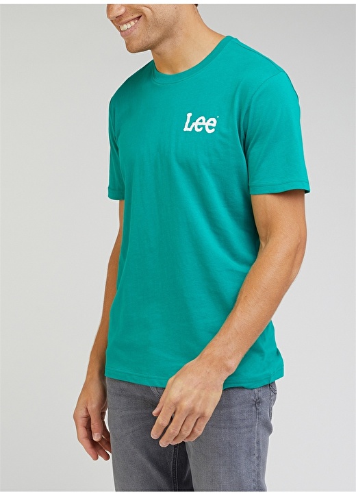 Зеленая мужская футболка с круглым вырезом Lee