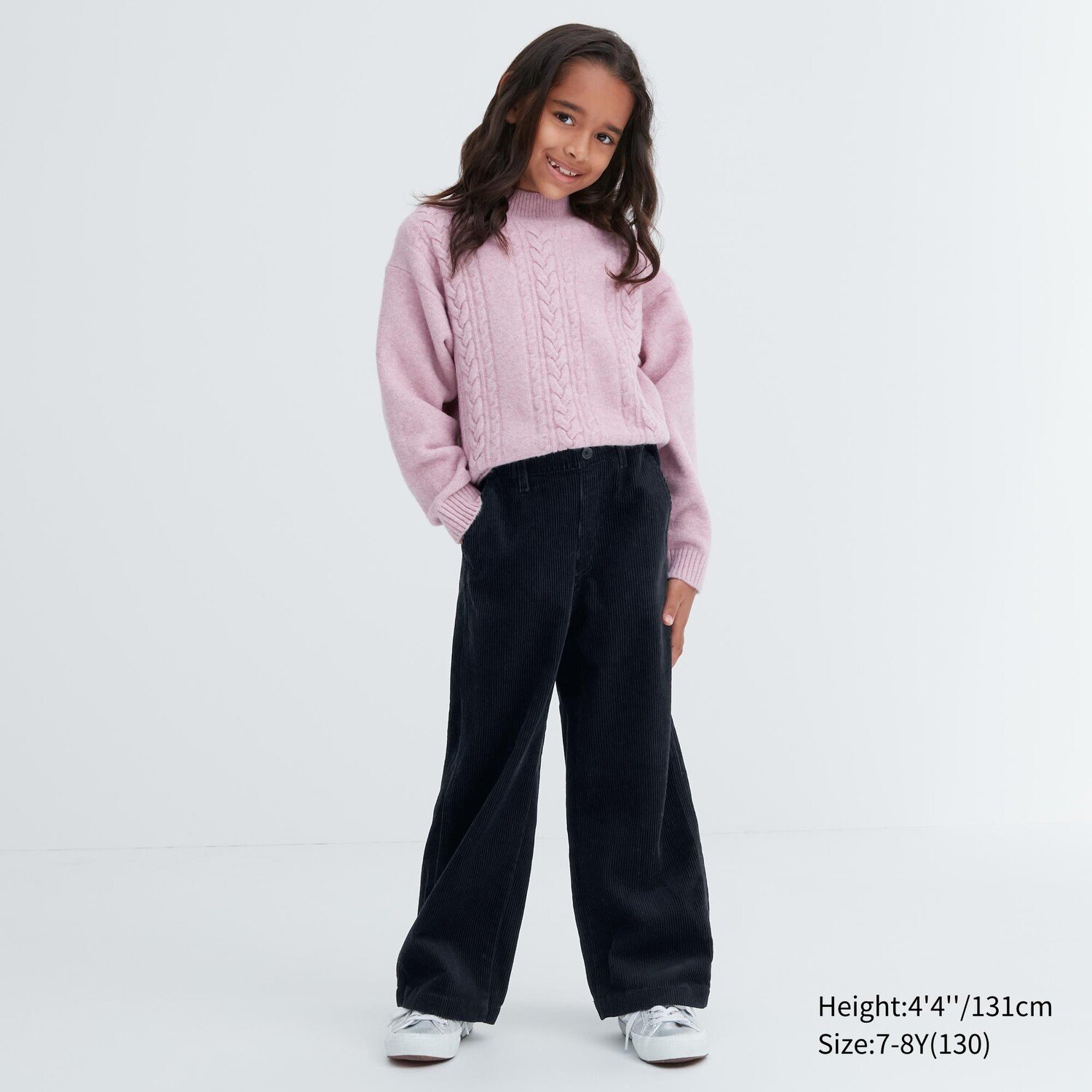 

Детские вельветовые широкие прямые брюки Uniqlo, темно-синий