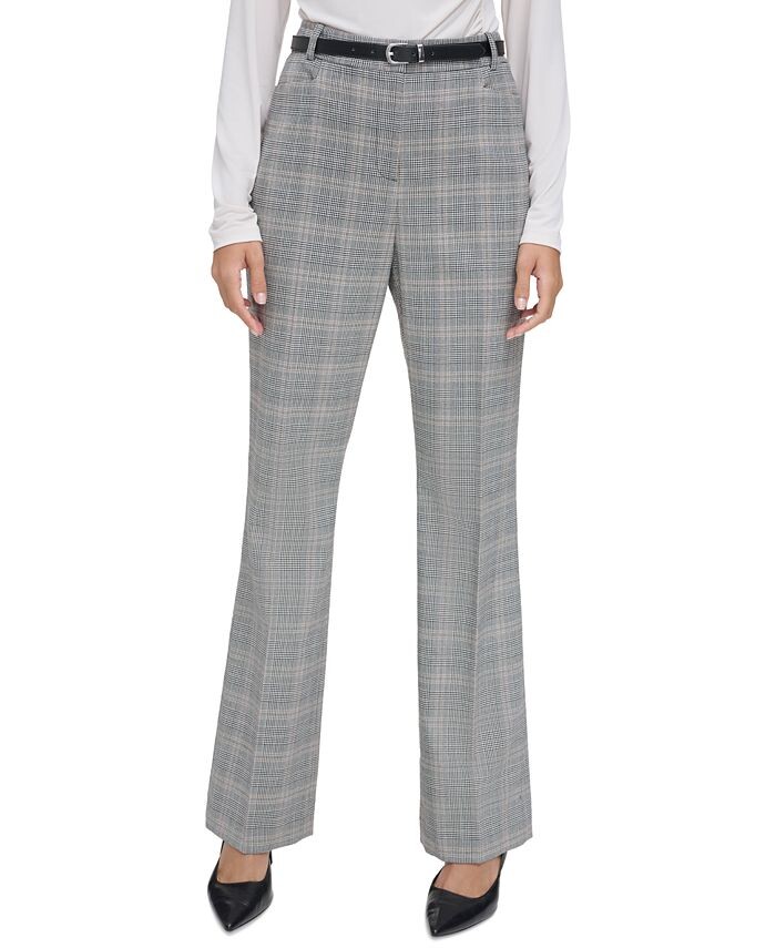 

Прямые брюки в клетку Petite с поясом Calvin Klein, черный