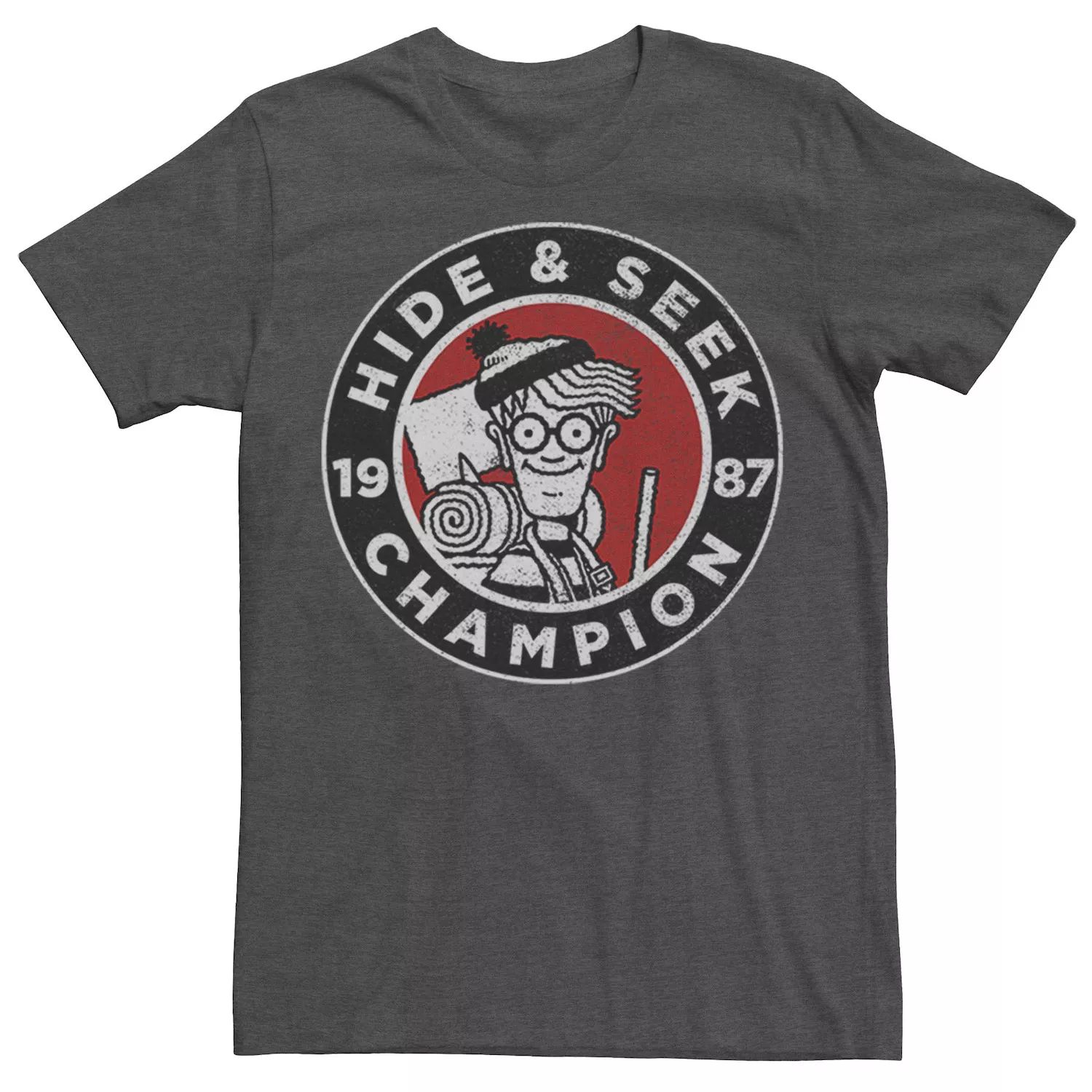 Мужская футболка с рисунком «Wher's Waldo Hide And Seek Champion» Licensed Character