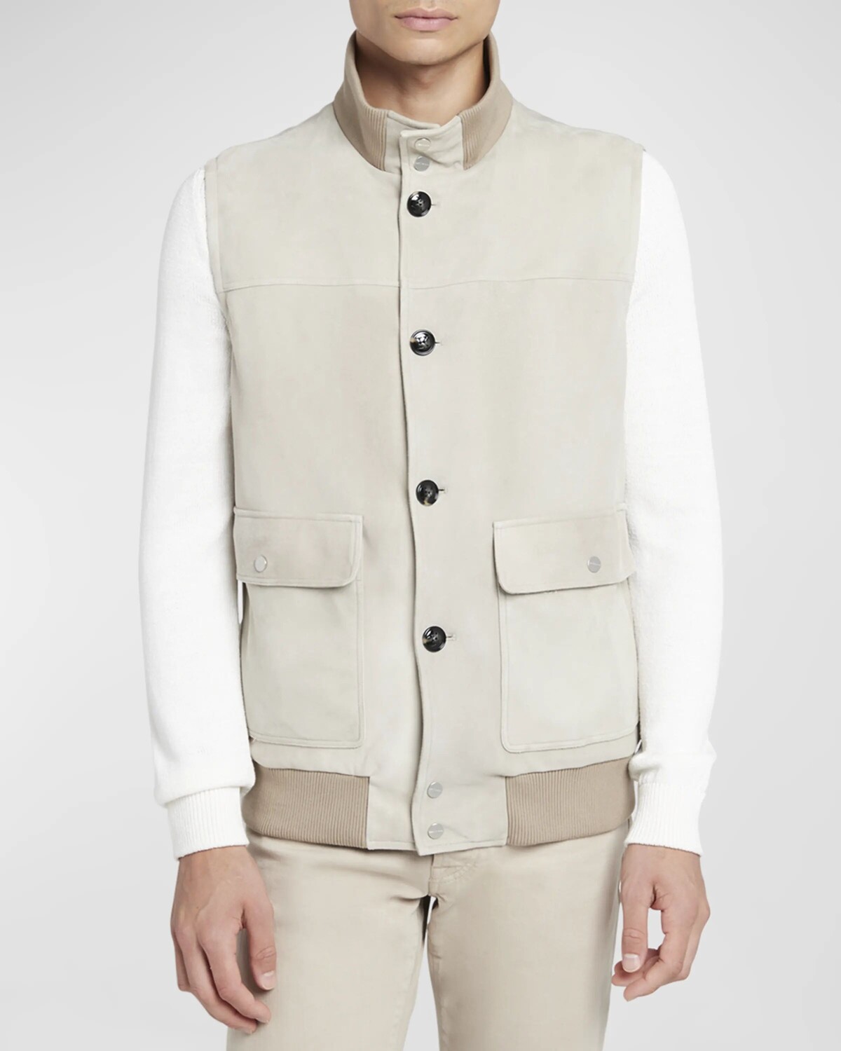 

Мужской кожаный жилет без рукавов Kiton, цвет Light Brown