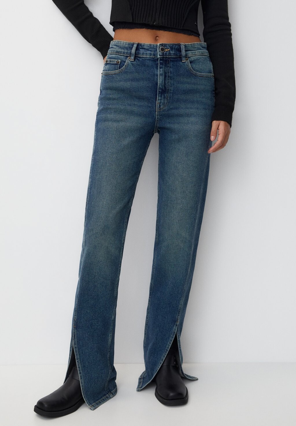 

Джинсы-сигареты Mid Waist PULL&BEAR, цвет blue denim