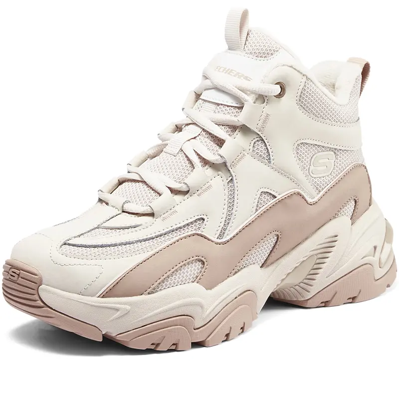 

Кроссовки спортивные женские Skechers Mecha теплые, кремовый / светло-розовый