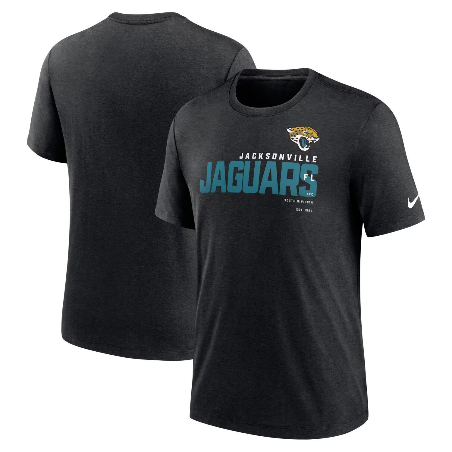 

Мужская черная футболка Heather Jacksonville Jaguars Team Tri-Blend Nike, Черный