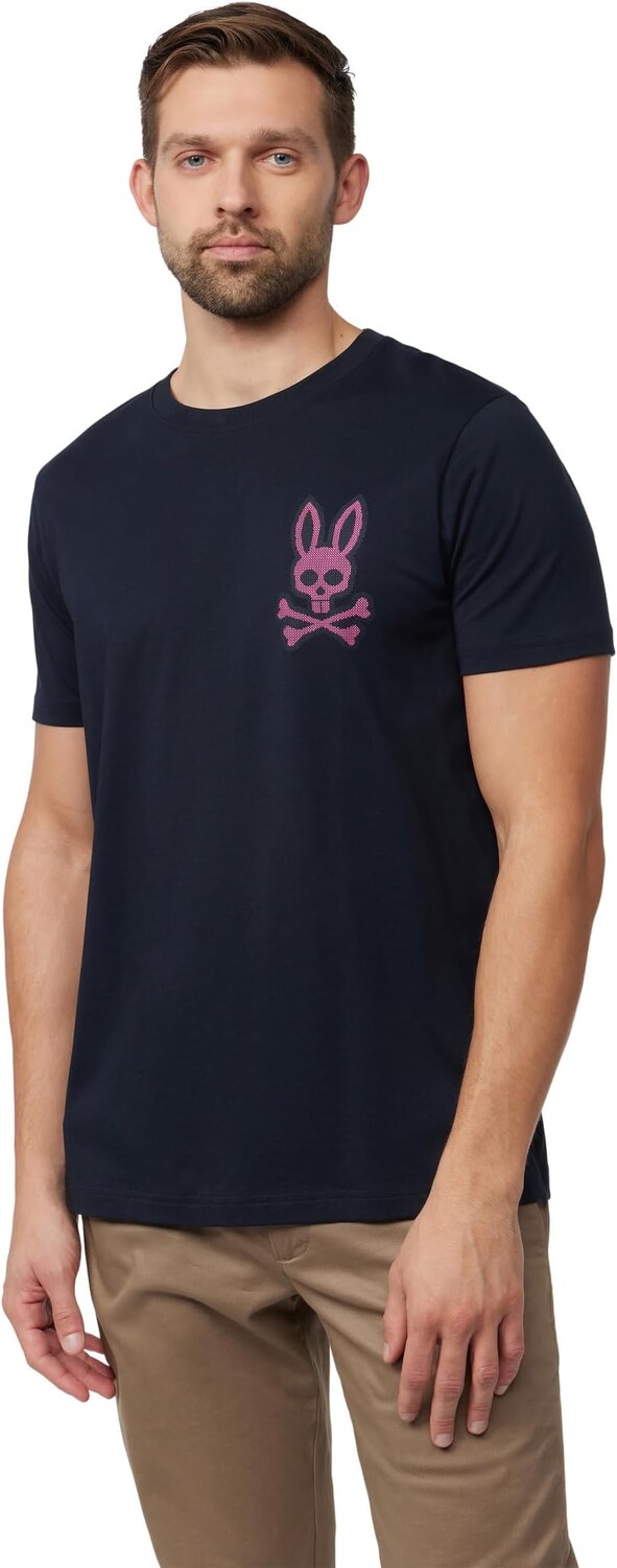 

Футболка Lancaster с вышитым крестиком кроликом Psycho Bunny, темно-синий
