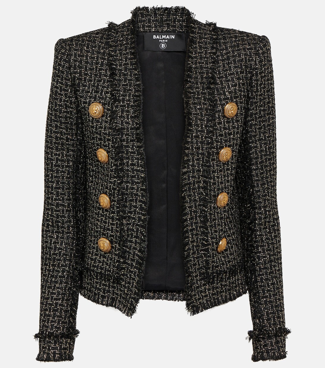 

Двубортный твидовый пиджак Balmain, черный