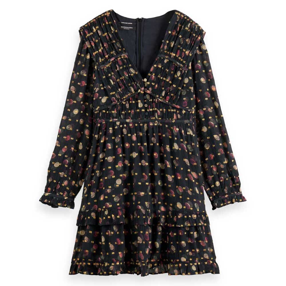 

Платье с длинным рукавом Scotch & Soda Lurex Jacquard Ruffle, разноцветный