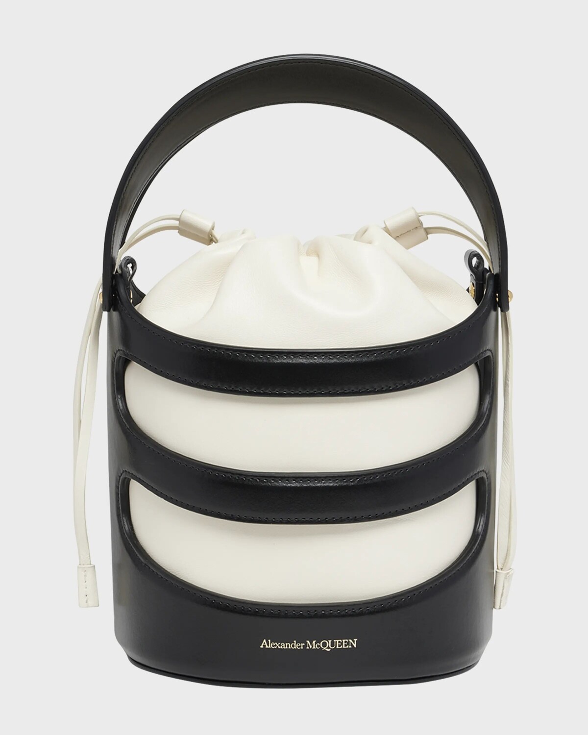

Сумка-ведро с подъемом Alexander McQueen, цвет Black Soft Ivory