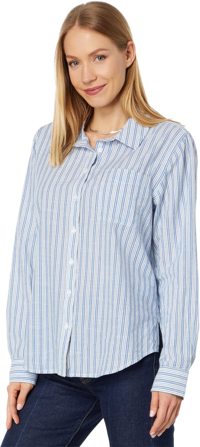 

Полосатая рубашка-бойфренд на пуговицах Lucky Brand, цвет Blue Stripe