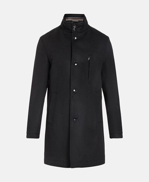 

Шерстяное пальто Boss Black, черный