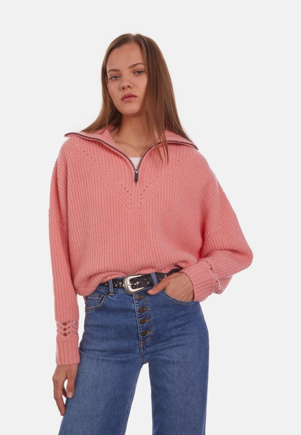 

Свитшот The Kooples COL CAMIONNEUR, цвет old pink