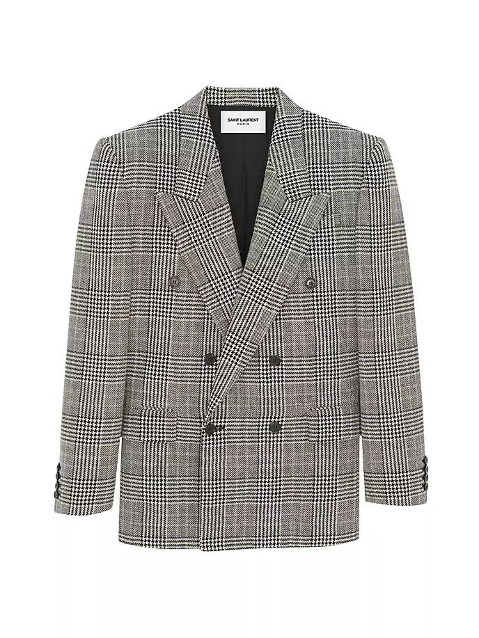 

Блейзер оверсайз из шерсти принца Уэльского Saint Laurent, цвет craie noir gris