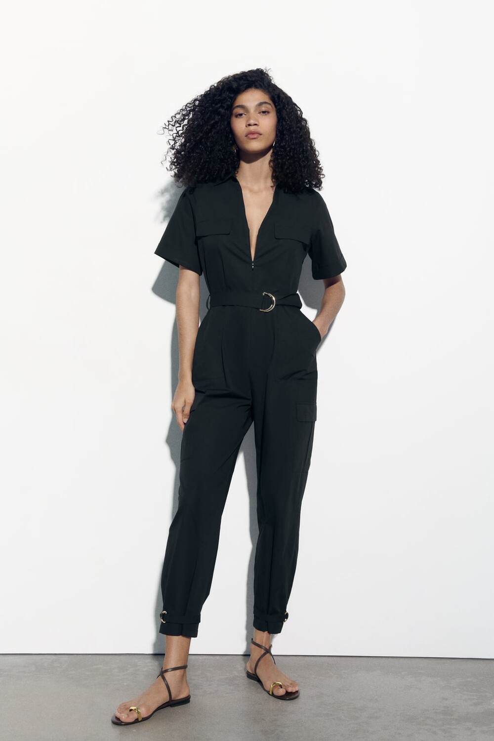 

Комбинезон из поплина ZARA, черный