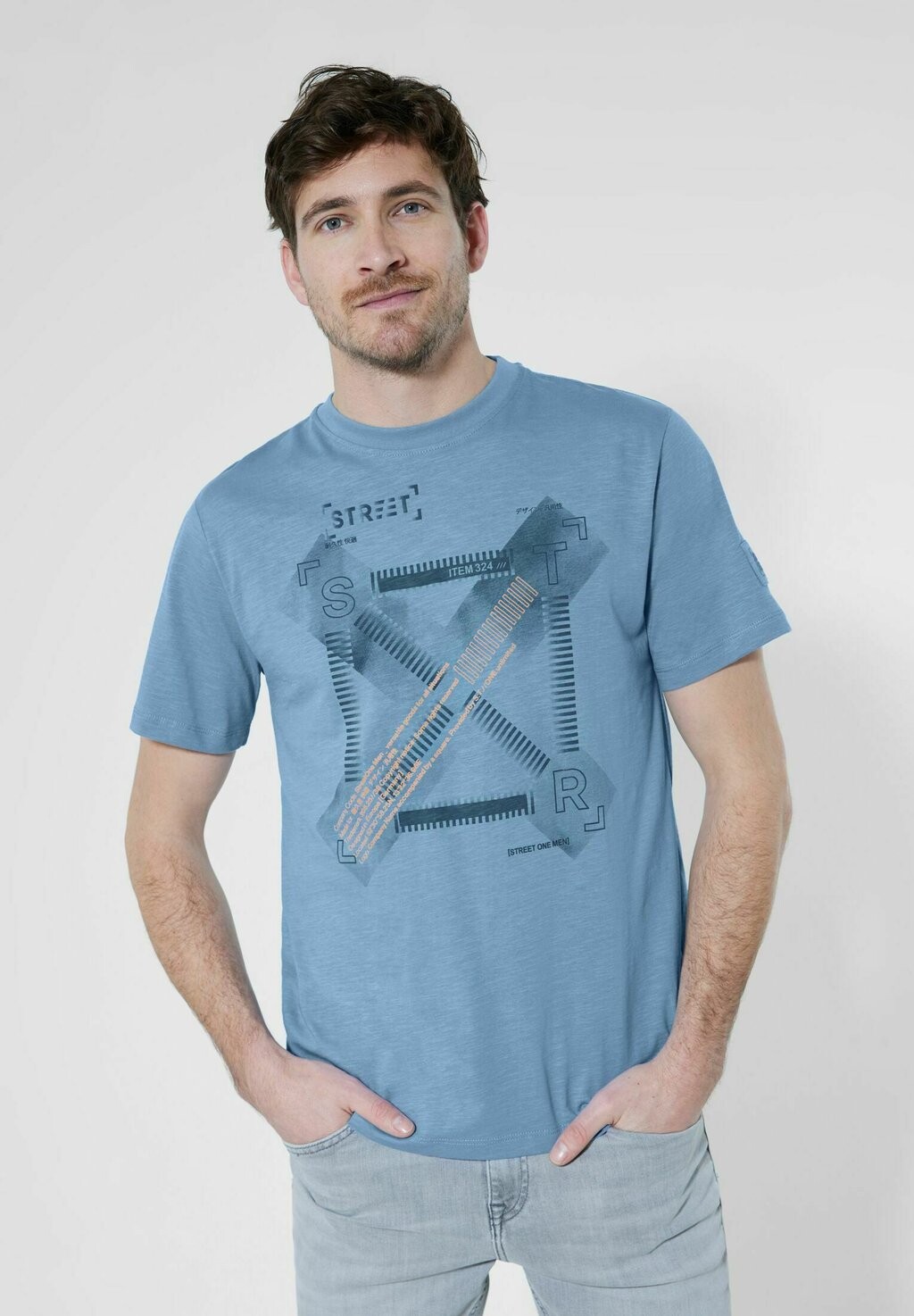 

Футболка с принтом SLUB PRINT Street One MEN, цвет blau