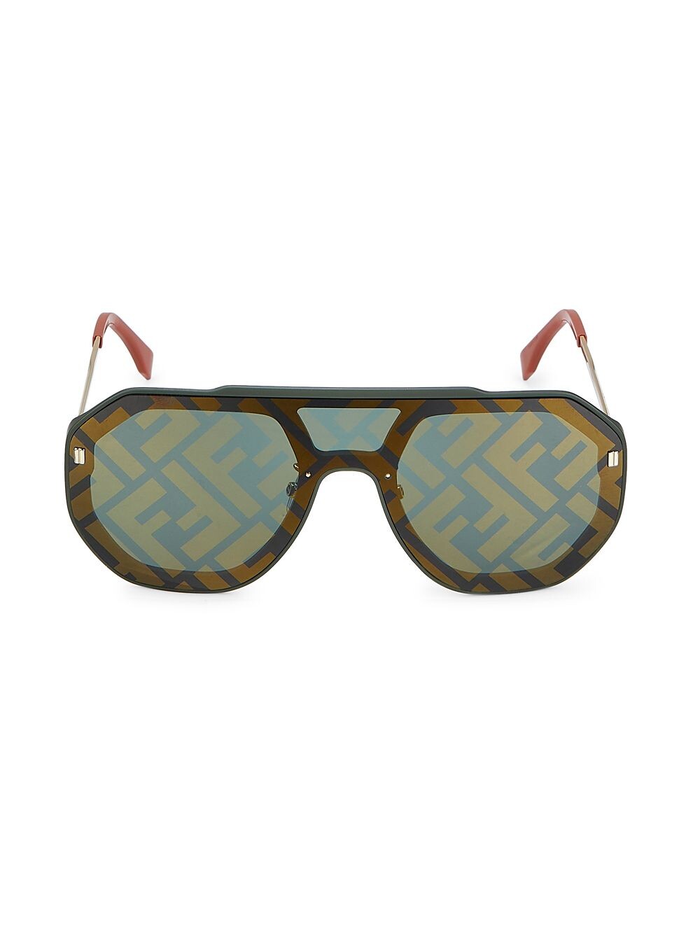 

Солнцезащитные очки-щиты с логотипом Fendi, зеленый