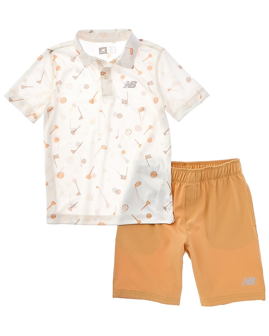 

Комплект из рубашки поло и шорт из тканого материала New Balance из 2 предметов, белый