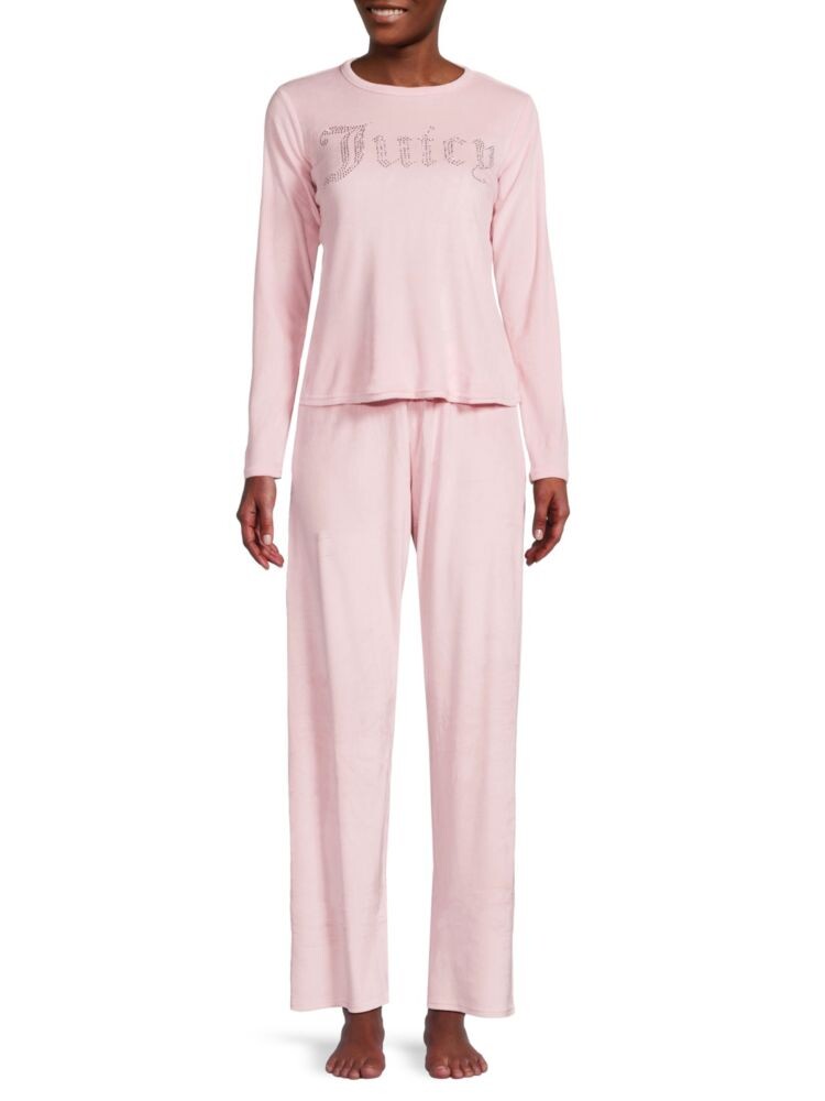 

Пижамный комплект из двух предметов: футболка и брюки с логотипом Juicy Couture, цвет Lola Pink