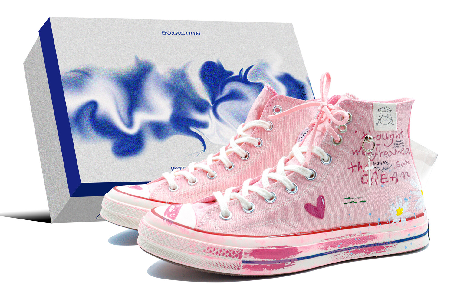 

1970-е годы Кеды унисекс с высоким берцем розового цвета Converse
