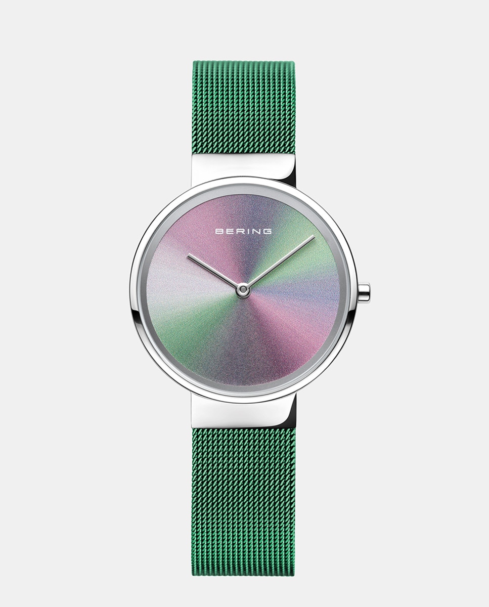 цена Bering Anniversary1 Женские часы с зеленой стальной сеткой Bering, зеленый