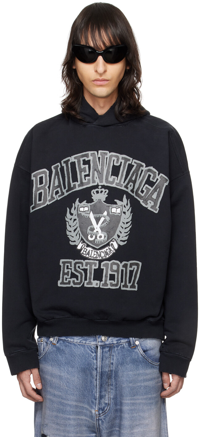 

Черная толстовка для колледжа своими руками Balenciaga
