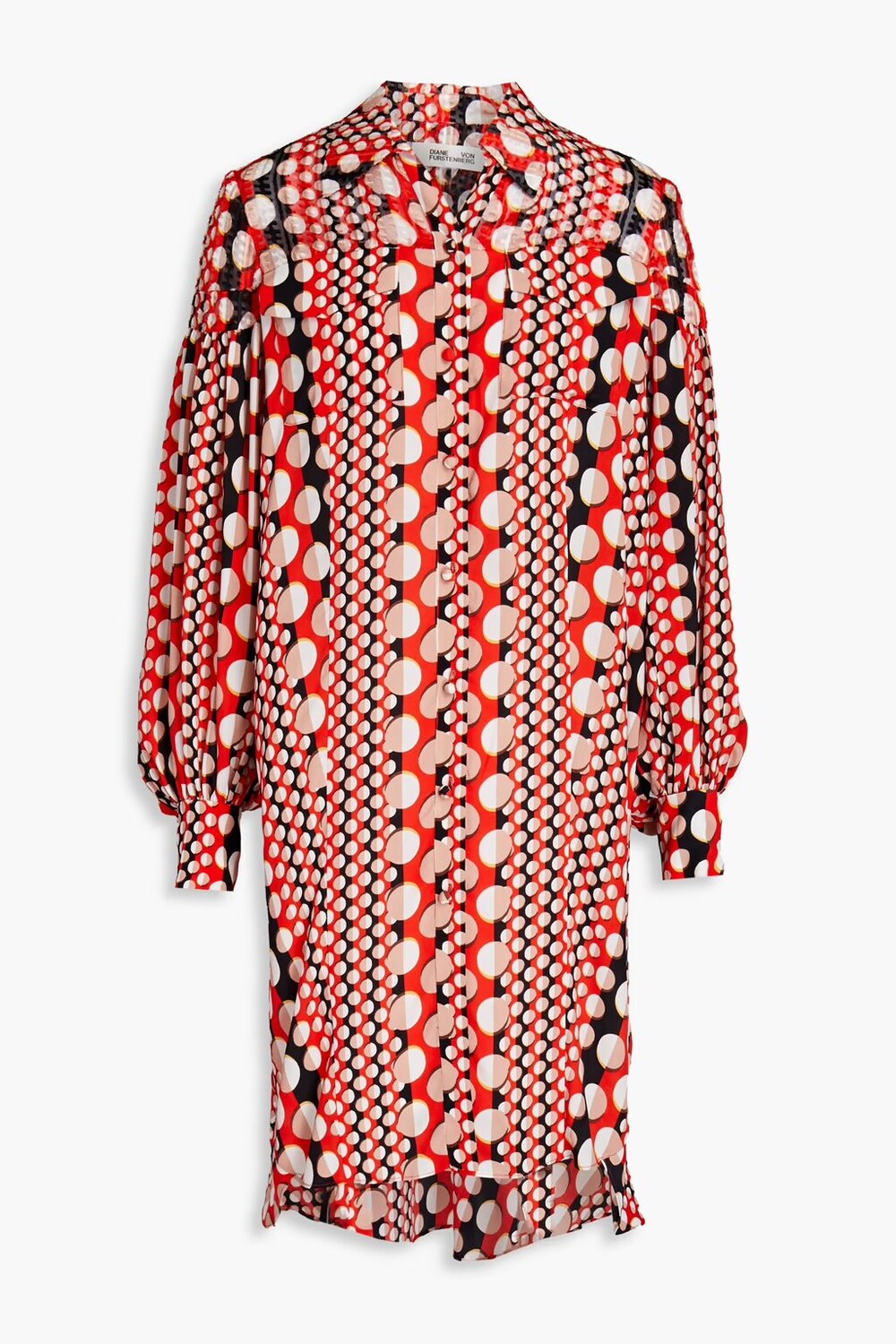 

Платье-рубашка мини из крепдешина с принтом Fil купе Diane Von Furstenberg, красный