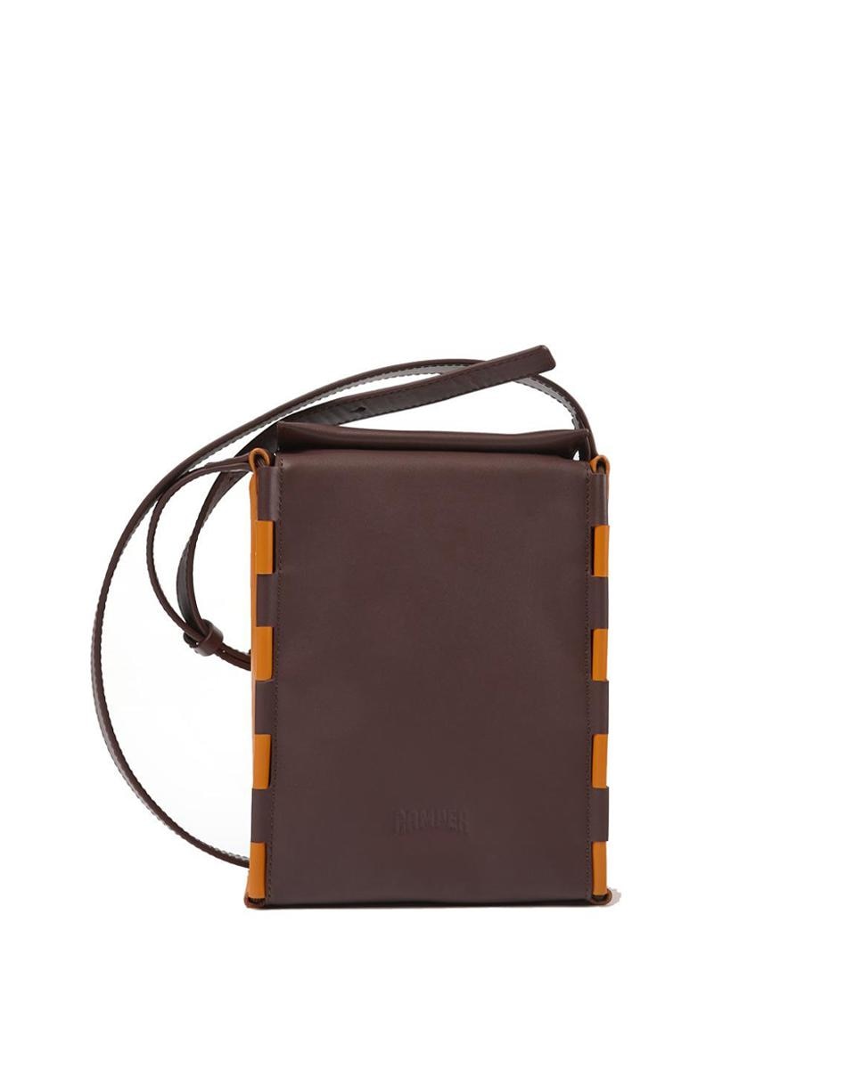 Коричневая сумка через плечо унисекс с магнитной застежкой Camper, коричневый