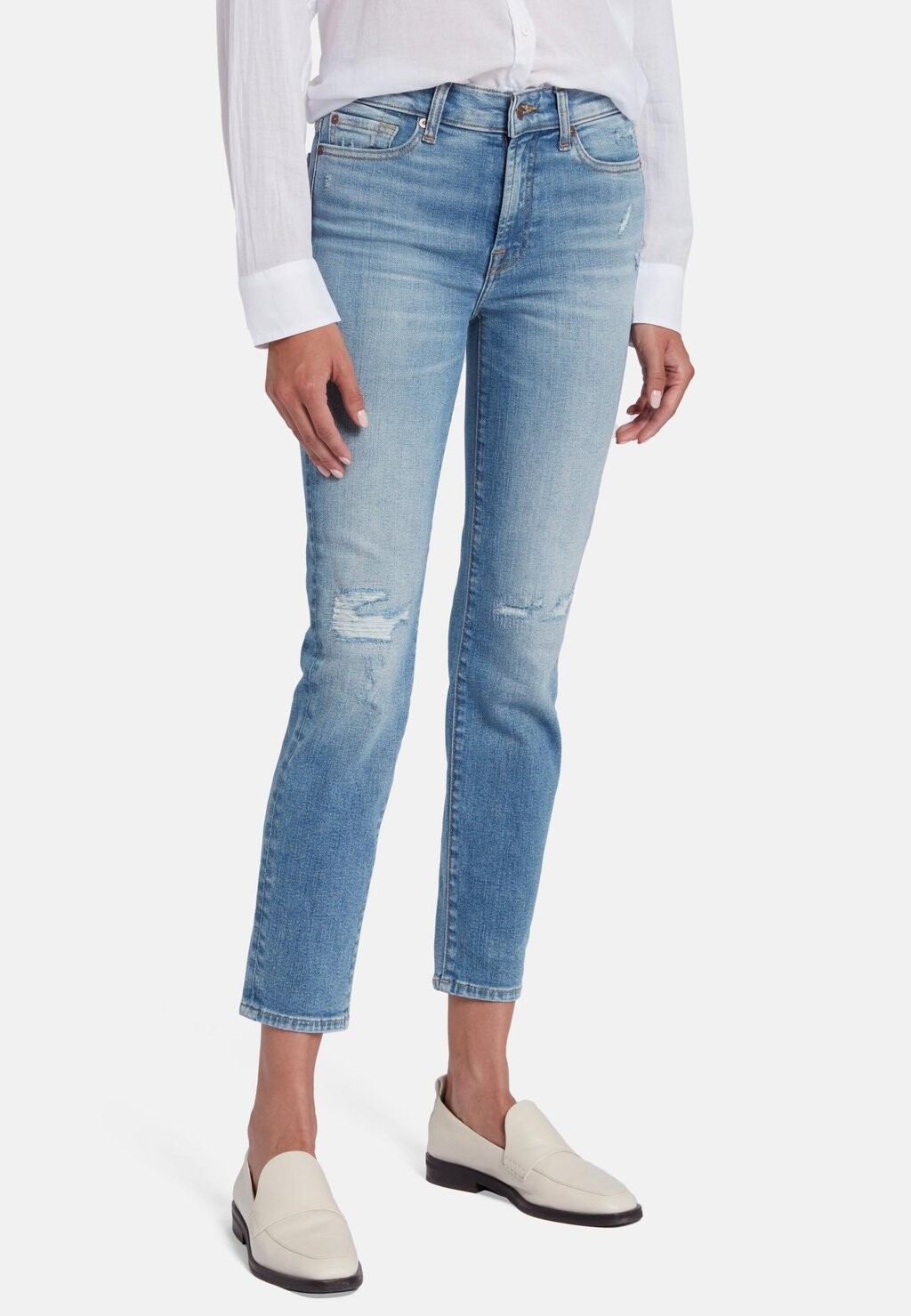 

Джинсы приталенного кроя ROXANNE ANKLE 7 for all mankind, цвет light blue