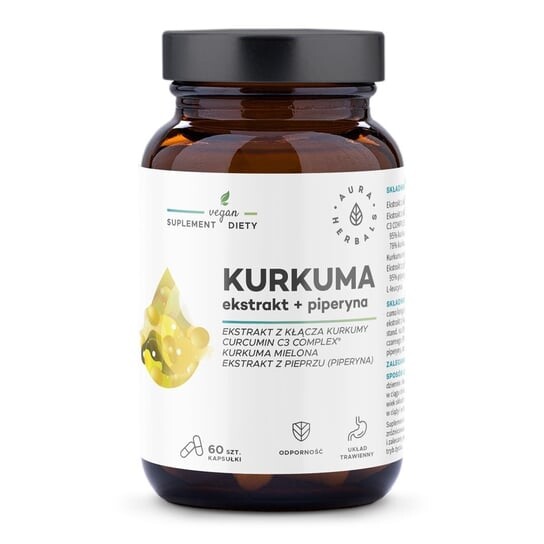 

Aura Herbals, Экстракт куркумы + Пиперин, 60 капс. Inna marka