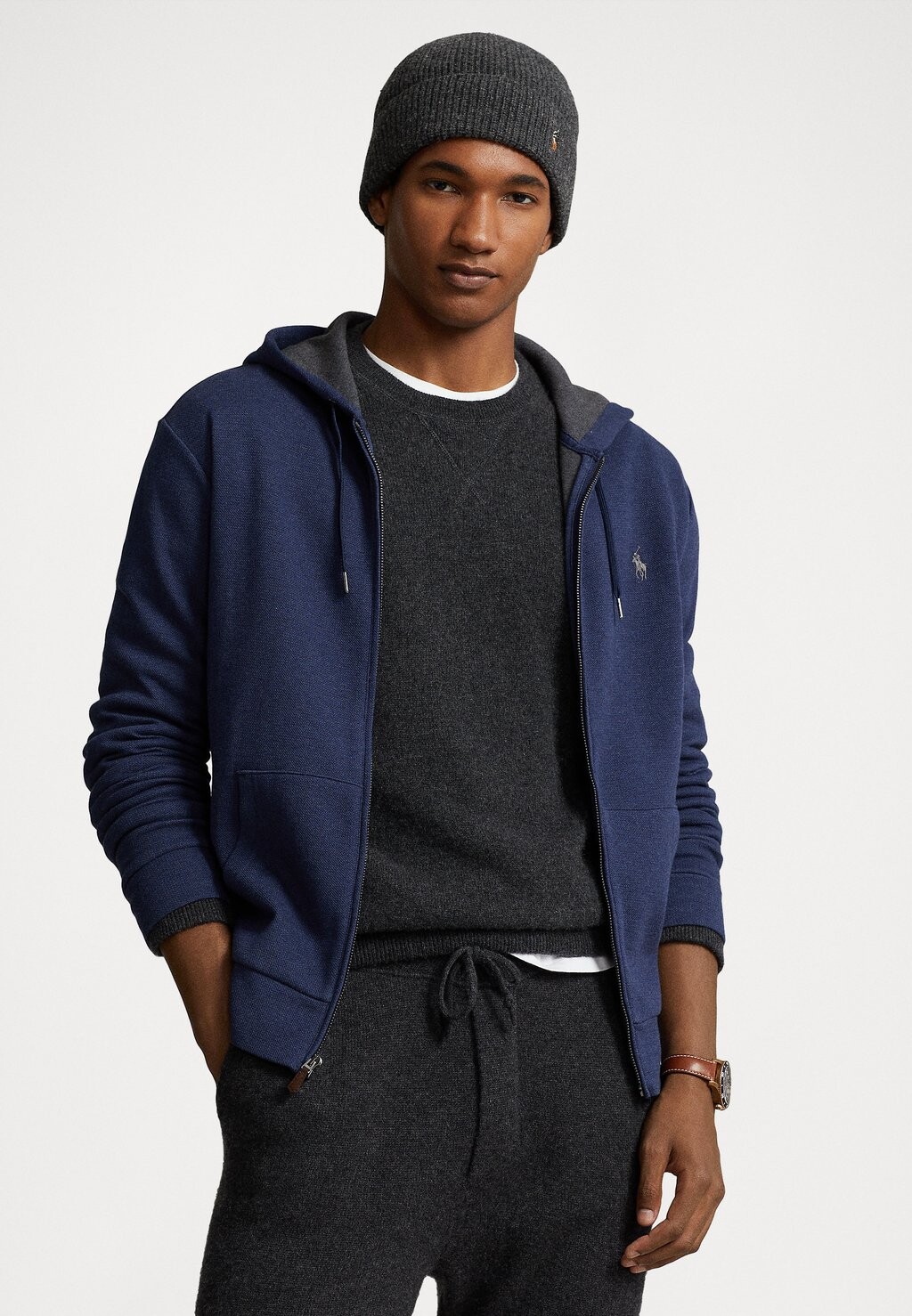 Толстовка на молнии LONG SLEEVE FULL ZIP Polo Ralph Lauren, весенний темно-синий вереск