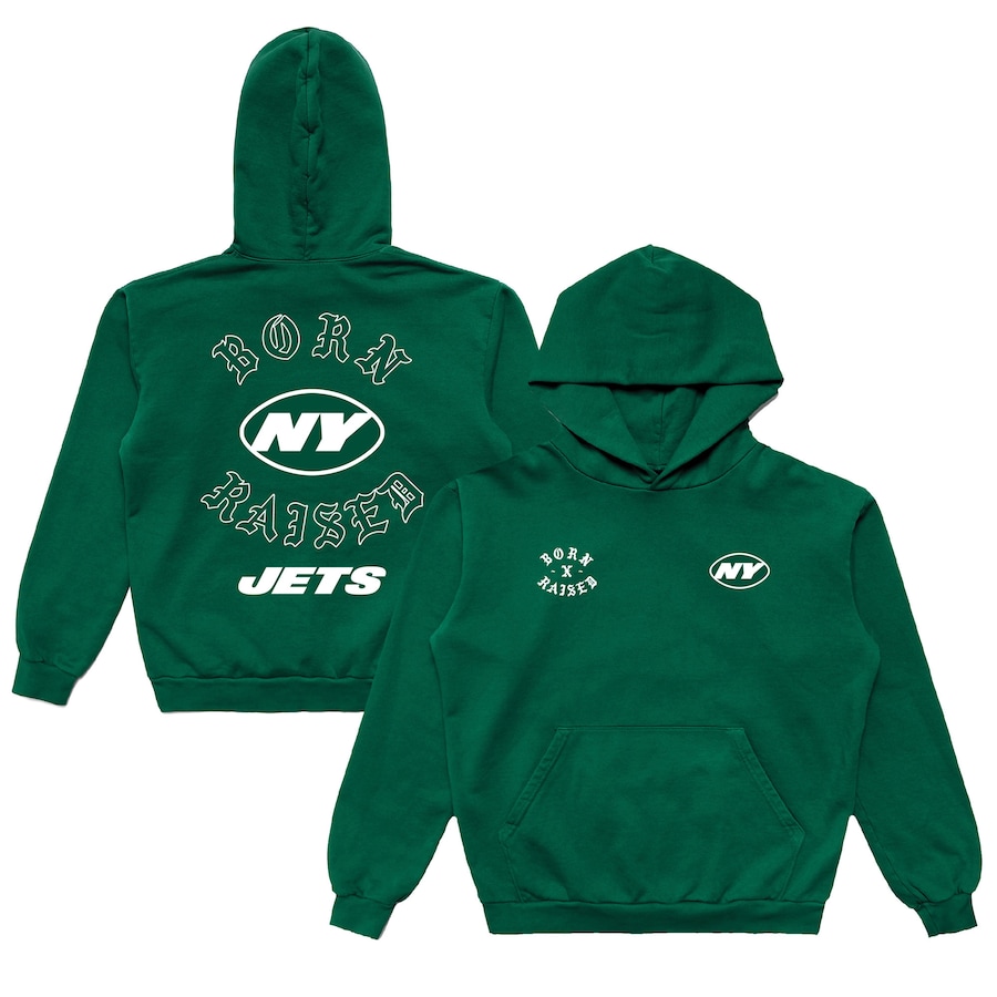 

Пуловер с капюшоном Born x Raised New York Jets, зеленый