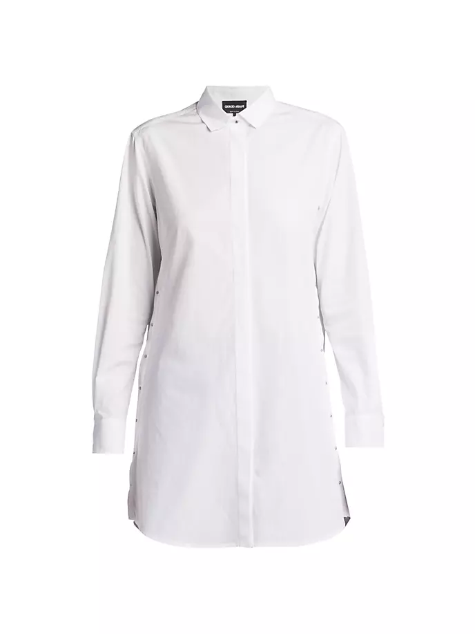 Туника из хлопкового поплина Giorgio Armani, белый рубашка из поплина giorgio armani синий